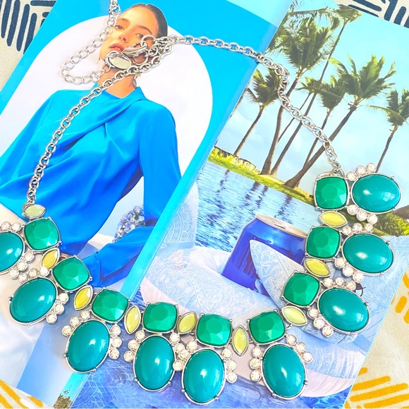 Lia Sophia vintage ,silver and green, aqua and light blue tone with crystal NWOT - Picture 3 of 7